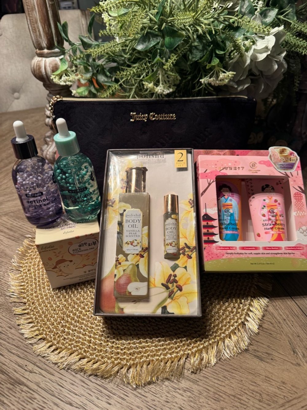 $120 Value - Juicy Couture Black Cosmetic Pouch Bundle w/ Skin & Body Care 🌼